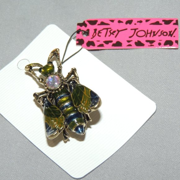 NWT Betsey Johnson Aurora Borealis Back Wasp Bee Brooch Pin - Picture 8 of 10
